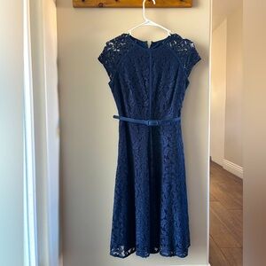 Eva Mendes navy blue dress